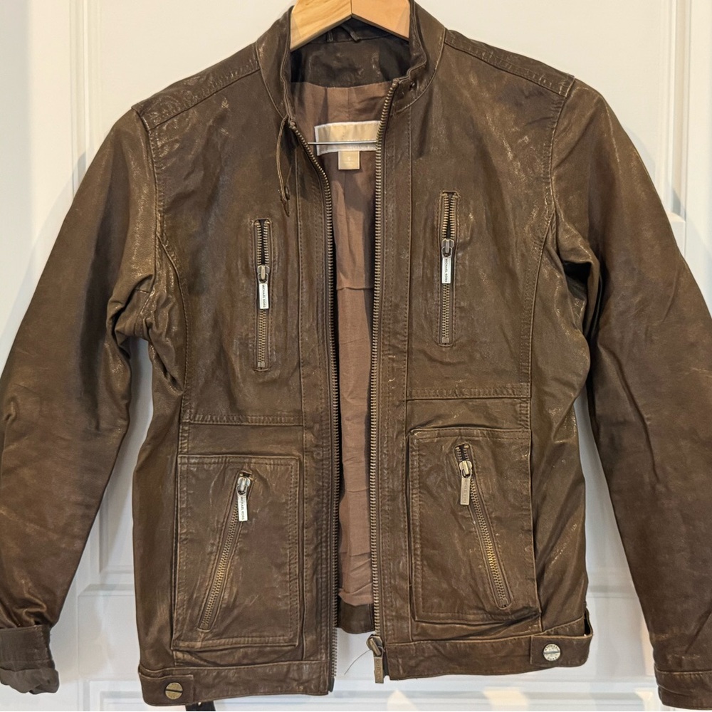 MICHAEL Michael Kors Olive Leather Jacket